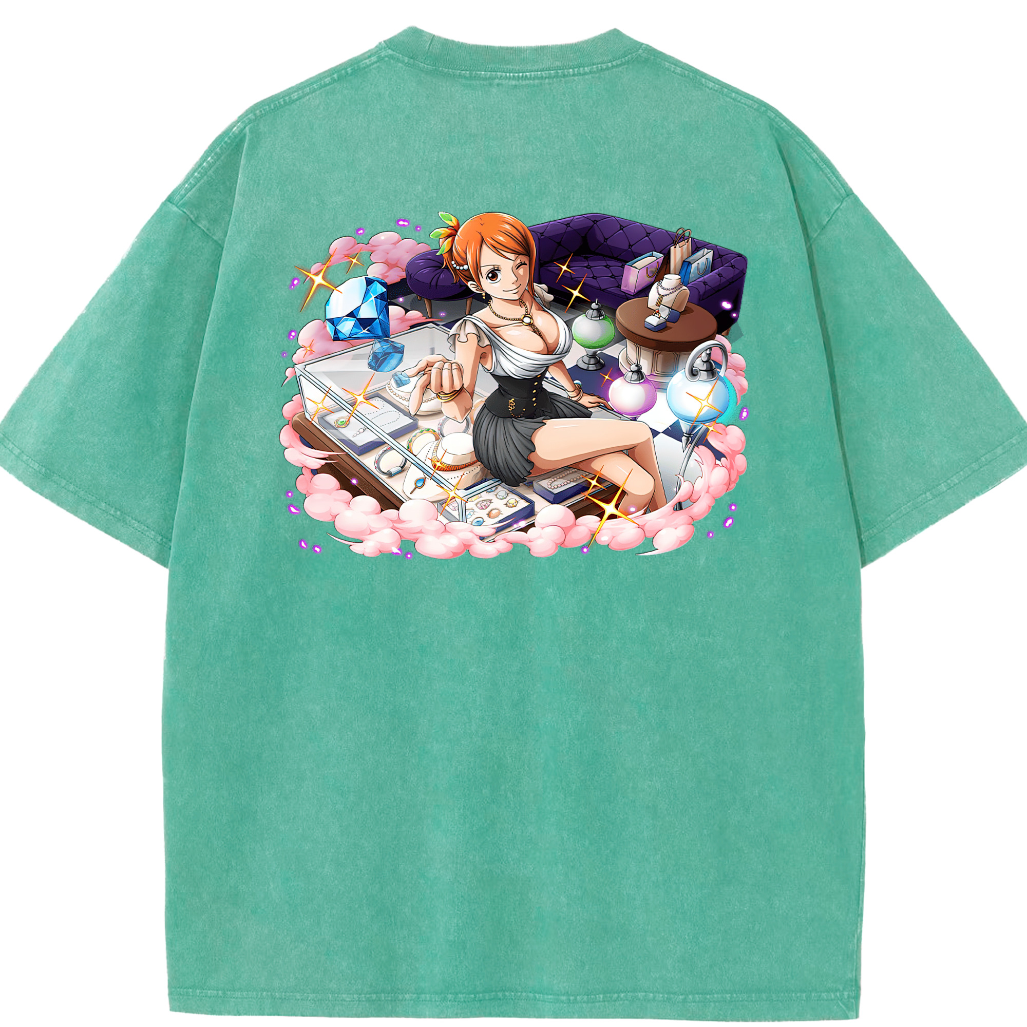 ワンピース ナミ ONE PIECE Nami 綿100% ヴィンテージ風 半袖Tシャツ（背面プリント）